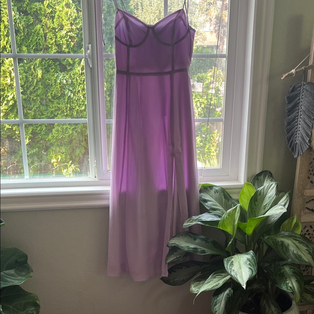 FOREVER 21 Lavender Sweetheart Midi Dress With Side Slit & Tie Straps Juniors Sm - Picture 5 of 9